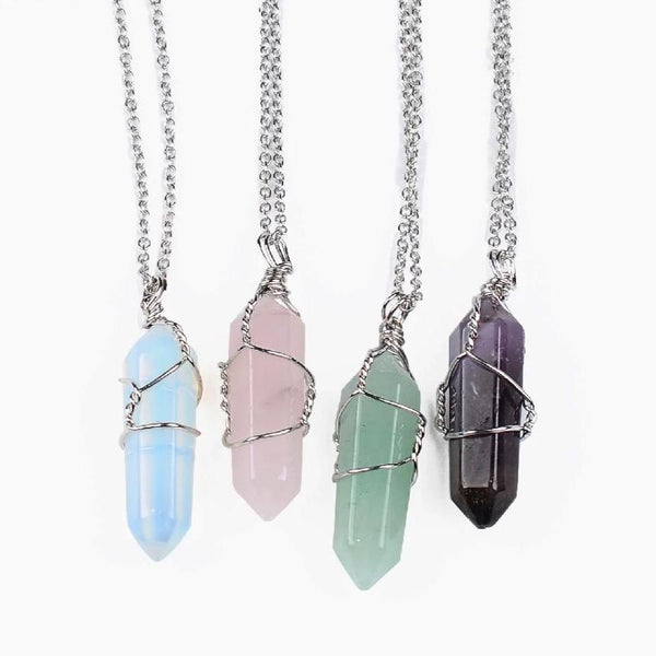 Simple Wrap Crystal Pendant Necklaces