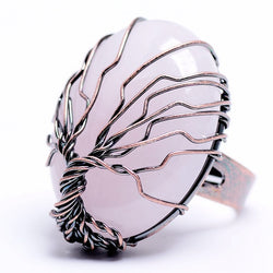 Tree of Life Wrapped Crystal Pendant Rings